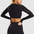 Miniatyrbild 5 av 5: Vin röd Crop Top seamless med långa armar.
