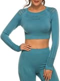 Miniatyrbild 3 av 4: Vin röd Crop Top seamless med långa armar.