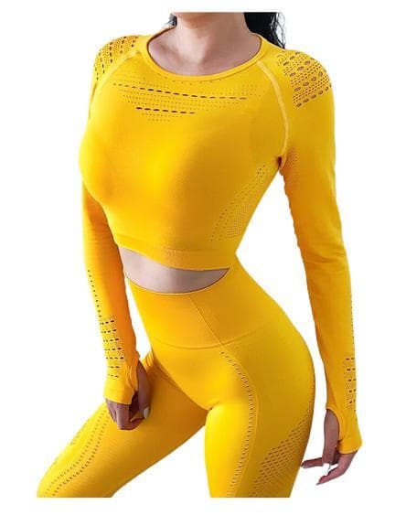 Vin röd Crop Top seamless med långa armar.