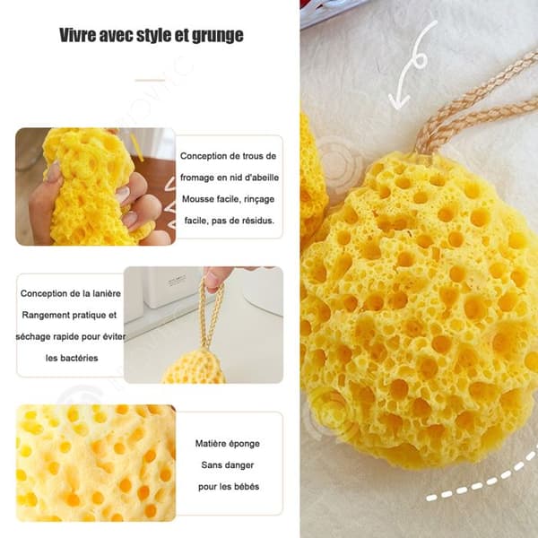 INN Badsvamp 10x8x5cm Honeycomb Duschsvamp Badbollar Lot Skum Lätt att tvätta och torka Exfolierande Gul