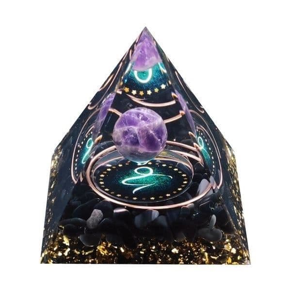 Pyramid Orgonite Zodiac Constellation Stenbocken Ametist