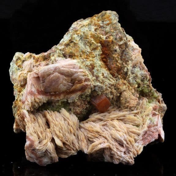 Stenar och mineraler - ABIJOUX - Wulfenit + Barite - 437,8 ct - Lantignié, Frankrike - Sällsynt