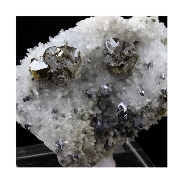 Stenar och Mineraler - ABIJOUX - Sphalerit + Kvarts - Svart - Blandad - 364,5 ct