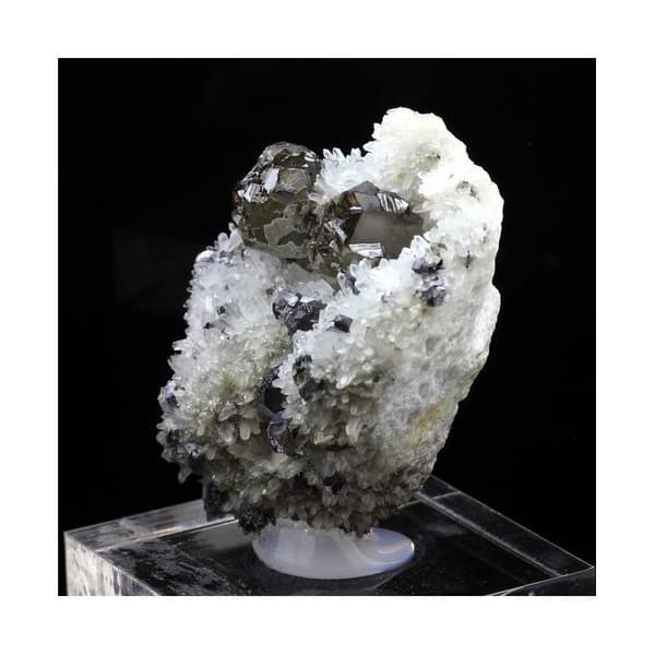 Stenar och Mineraler - ABIJOUX - Sphalerit + Kvarts - Svart - Blandad - 364,5 ct