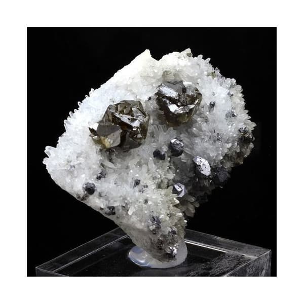 Stenar och Mineraler - ABIJOUX - Sphalerit + Kvarts - Svart - Blandad - 364,5 ct