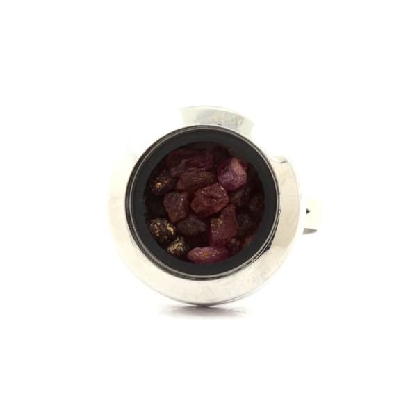 Ring - ABIJOUX - rå rubin - rostfritt stål - justerbar storlek - unisex