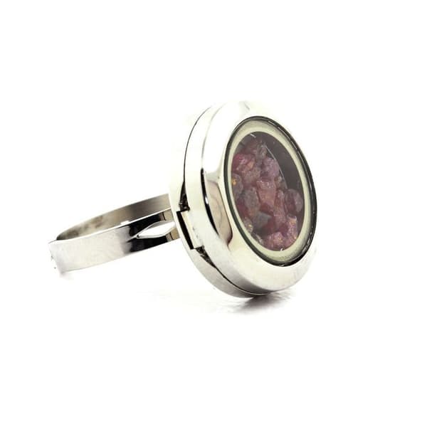 Ring - ABIJOUX - rå rubin - rostfritt stål - justerbar storlek - unisex