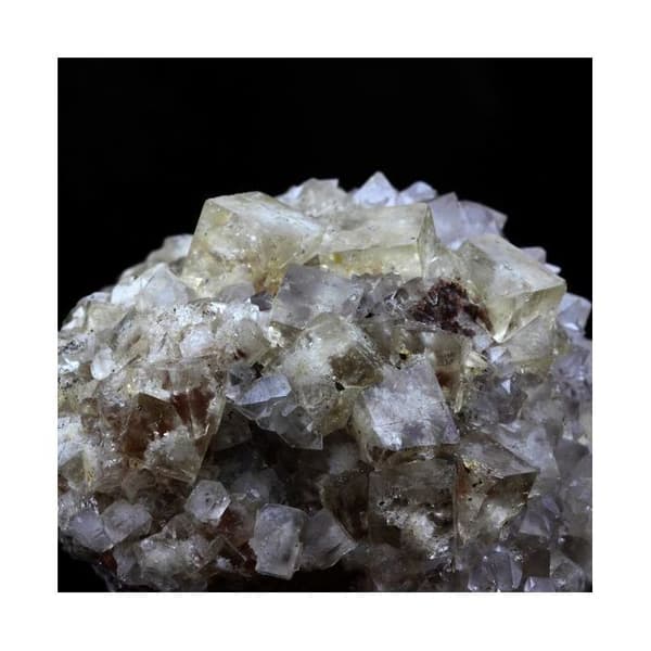 Stenar och mineraler. Fluorit + Kvarts. 1158,0 cent. Argentolle, Saône-et-Loire, Frankrike.