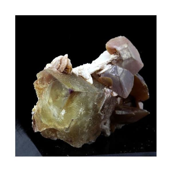 Stenar och Mineraler - ABIJOUX - Wulfenit + Fluorit - 31.5 ct - Lantignié, Frankrike