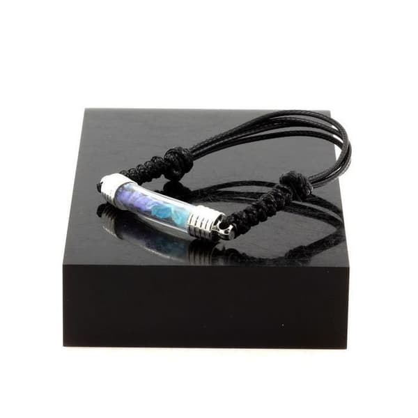 Armband - ABIJOUX - Tanzanit + Apatit Paraiba - Justerbar 16-24 cm - Naturliga material - Svart