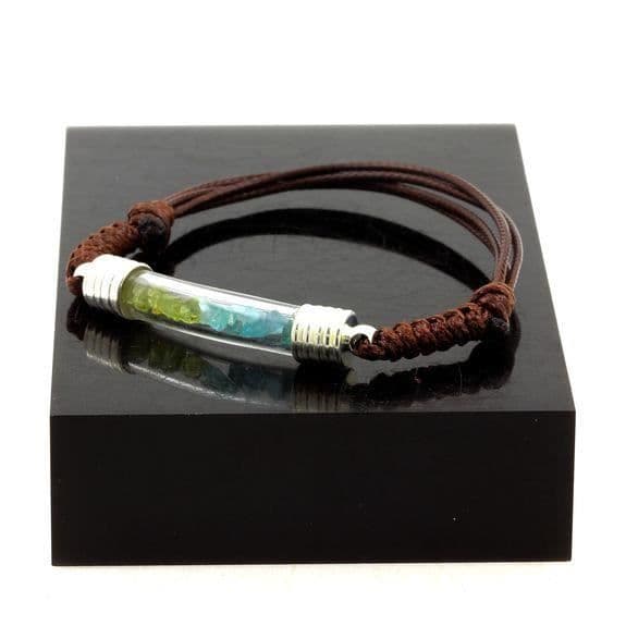Armband - Stenar och Mineraler - Peridot + Apatit Paraiba - Justerbar 16-24 cm - Snöre och glas - Unisex