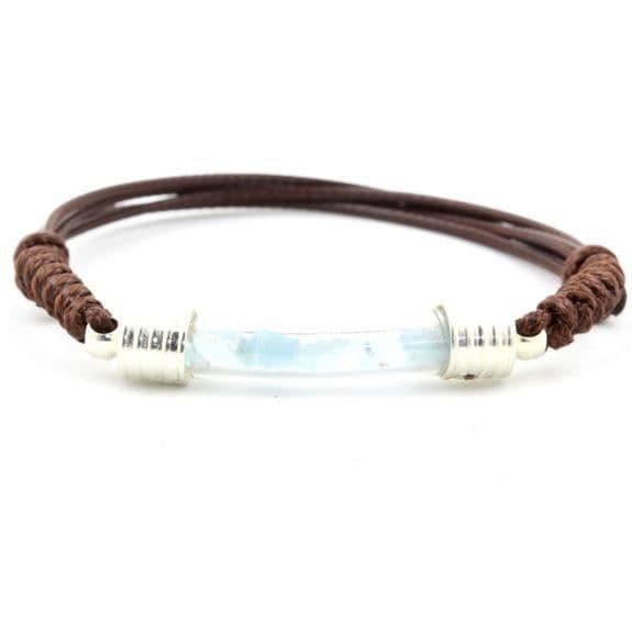 Armband Aigue-Marine rå - ABIJOUX - Justerbar - Snöre och glas - Unisex - 16 till 24 cm