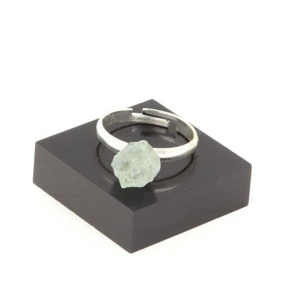 Ring - ABIJOUX - Raw Aquamarine - Silverpläterad - 10,11 ct - Justerbar storlek