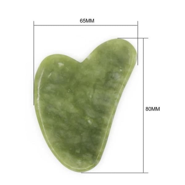 Gua Sha - SUN&SIA - Grön Jade-Sten - Lyftande Effekt - Fodral ingår - 6,5 x 8 cm