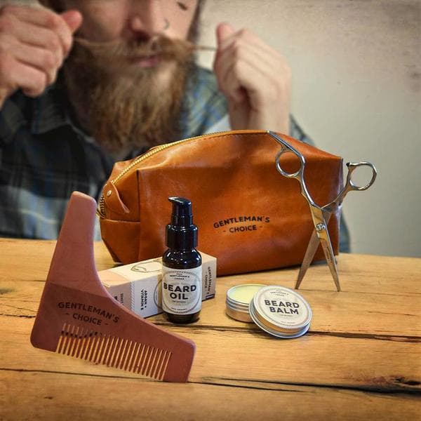 Skäggvård - Beard Kit med Necessär i läder