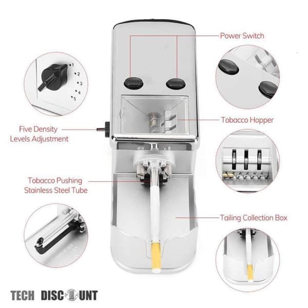 CONFO®Elektrisk cigarettmaskin Aluminiumlegering Metall Rostfritt stål Automatisk cigarettfyllare