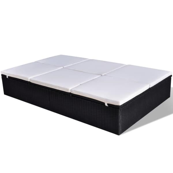 vidaXL dobbelt solseng med hynde polyrattan sort