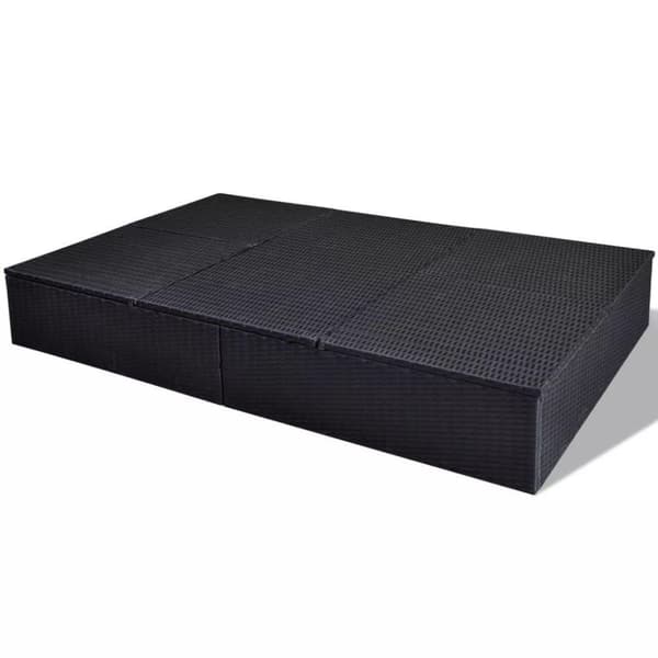 vidaXL dobbelt solseng med hynde polyrattan sort