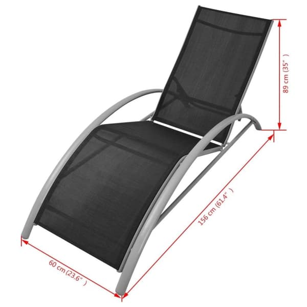 vidaXL Solsenger med parasoll aluminium svart