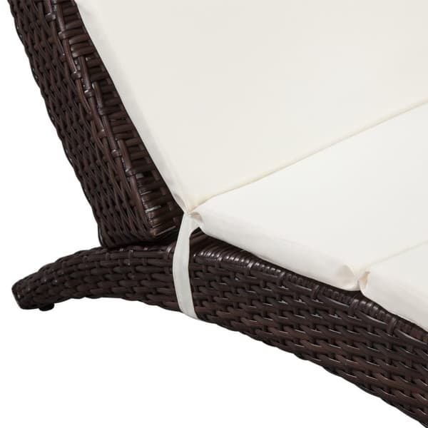 vidaXL foldbar liggestol med hynde polyrattan brun