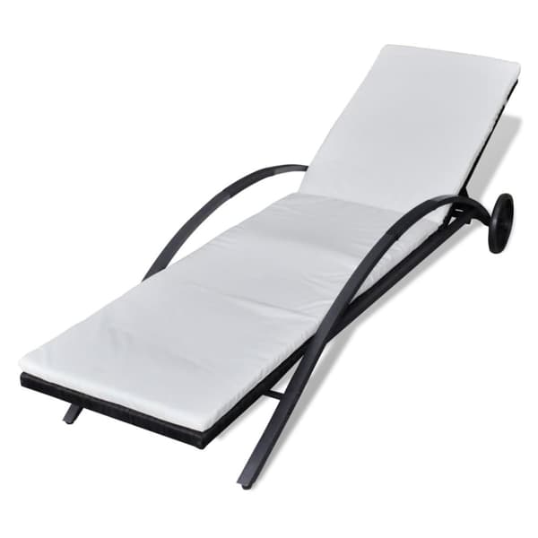 vidaXL liggestol med hynde & hjul polyrattan sort