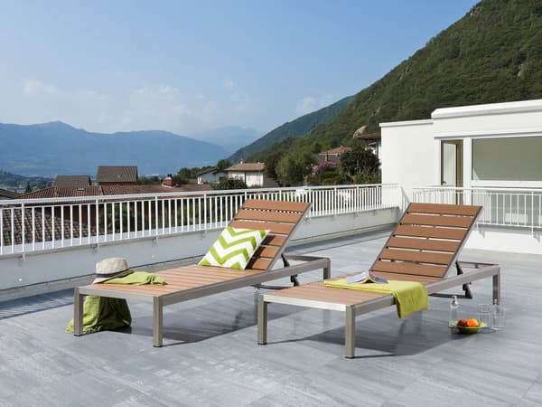 Trädgård Utomhus Solsäng Brun och Silver Konstträ Anodiserad Aluminium Justerbart Ryggstöd