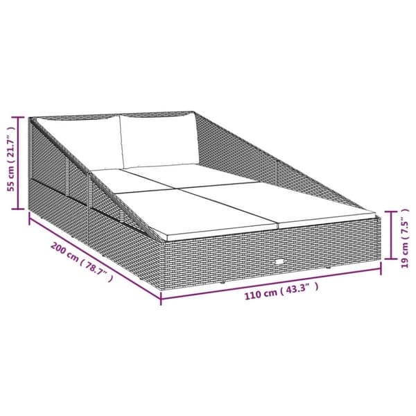 vidaXL solseng 110x200 cm polyrattan brun