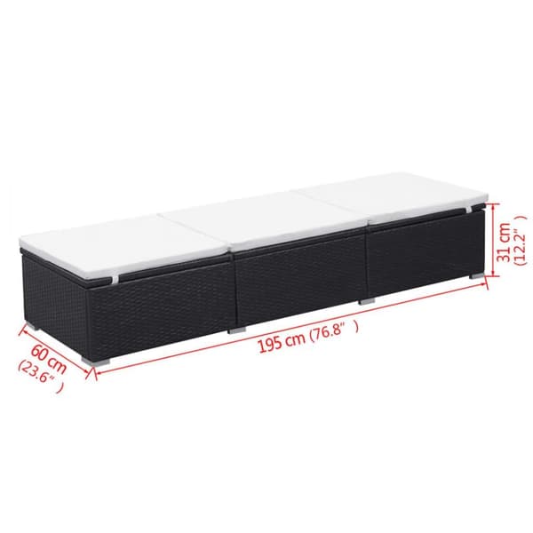 vidaXL solseng med hynde polyrattan sort