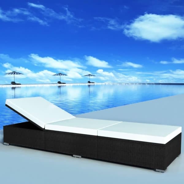 vidaXL solseng med hynde polyrattan sort