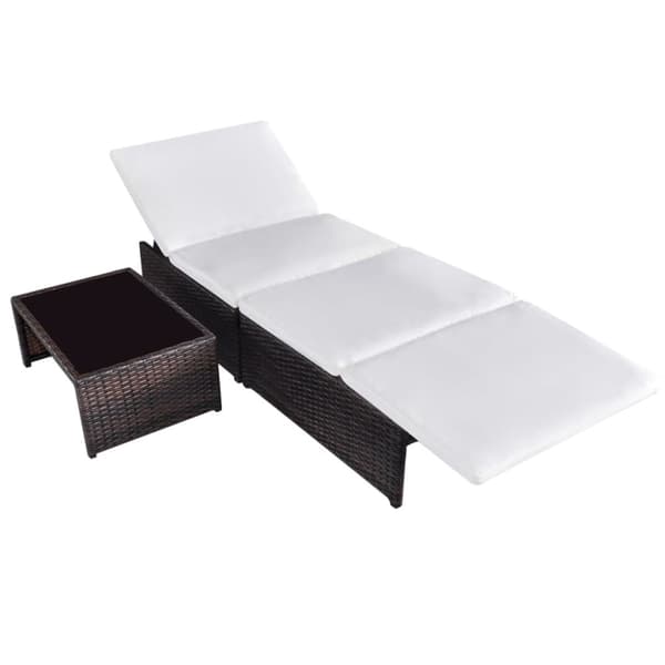 vidaXL havestole 2 stk. med lænefunktion og bord polyrattan brun