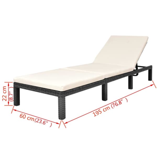 vidaXL liggestol med hynde polyrattan sort