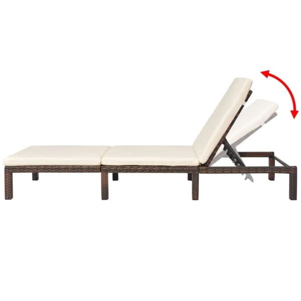 vidaXL liggestol med hynde polyrattan brun