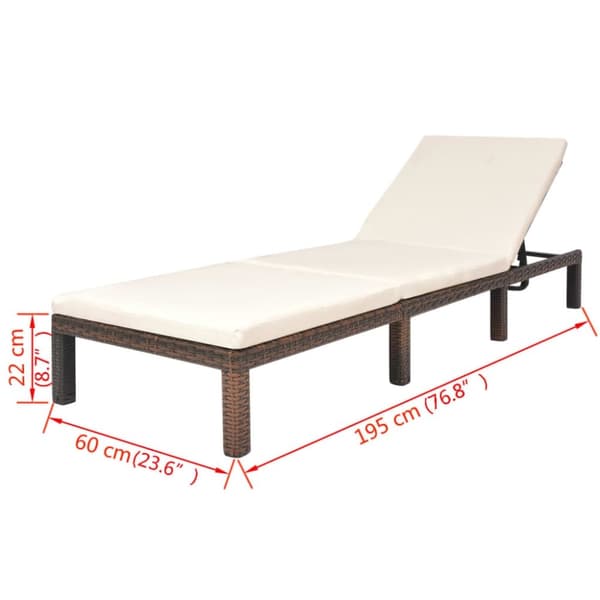 vidaXL liggestol med hynde polyrattan brun