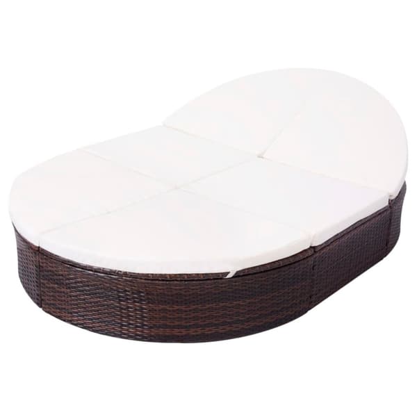 vidaXL loungeseng med hynder polyrattan brun