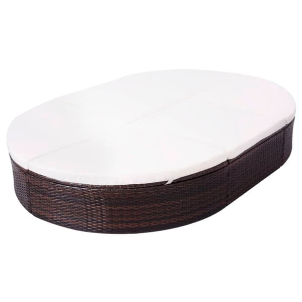 vidaXL loungeseng med hynder polyrattan brun