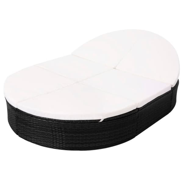 vidaXL loungeseng med hynde polyrattan sort
