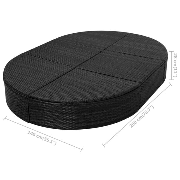 vidaXL loungeseng med hynde polyrattan sort