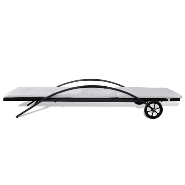 vidaXL liggestol med hynde & hjul polyrattan sort