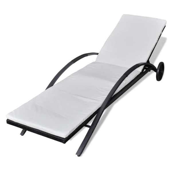 vidaXL liggestol med hynde & hjul polyrattan sort