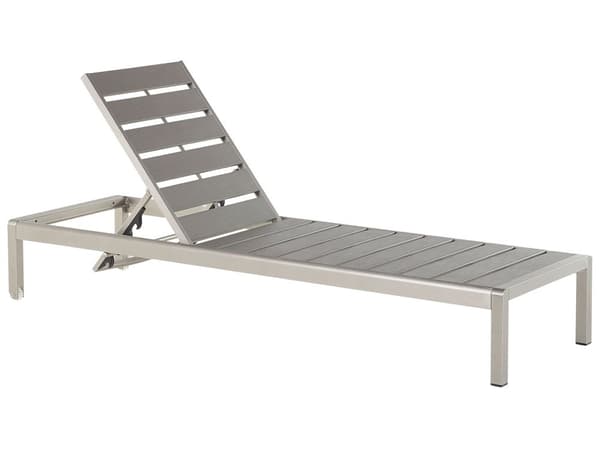 Aurinkotuoli harmaa 64 x 29-93 x 198 cm alumiini muovinen puu säädettävä industriaalinen