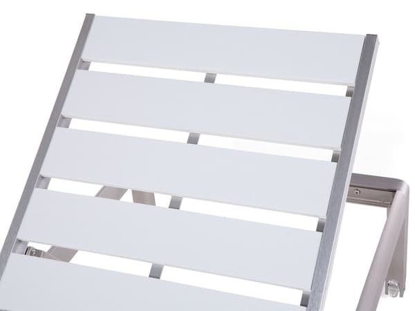 Aurinkotuoli valkoinen 64 x 29-93 x 198 cm alumiini muovinen puu säädettävä industriaalinen