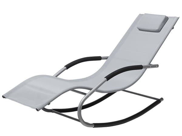 Aurinkotuoli harmaa 63 x 84 x 149 cm teräs tekstiilikuitu keinuva tyyny UV-kestävä