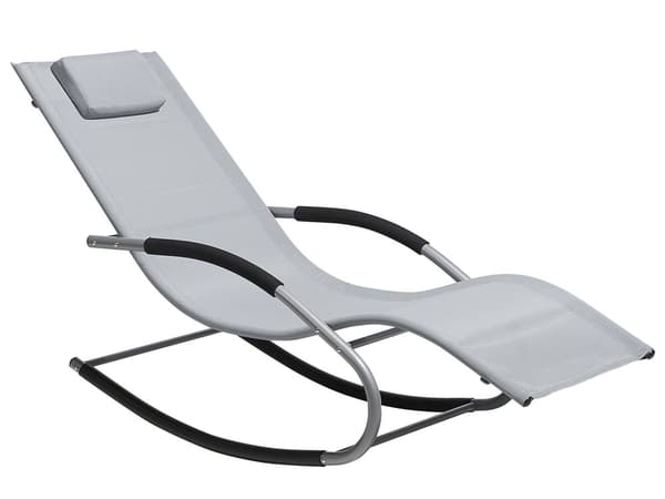 Aurinkotuoli harmaa 63 x 84 x 149 cm teräs tekstiilikuitu keinuva tyyny UV-kestävä