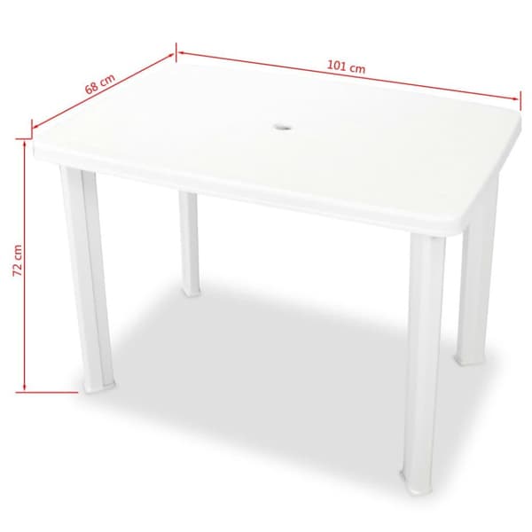 vidaXL havebord 101 x 68 x 72 cm plastik hvid