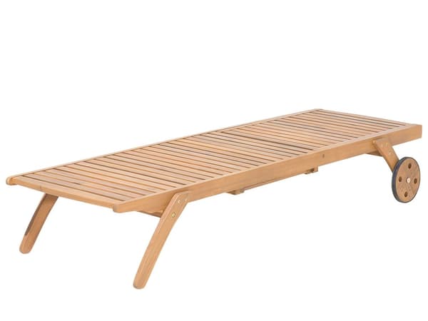 Aurinkotuoli vaalea 61 x 80 x 195 cm akaasia säädettävä säänkestävä