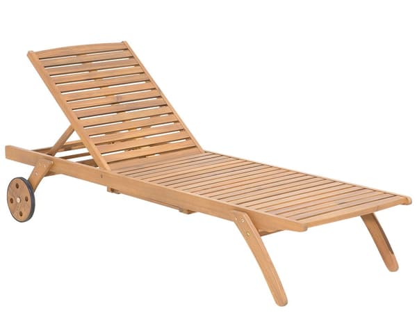 Aurinkotuoli vaalea 61 x 80 x 195 cm akaasia säädettävä säänkestävä