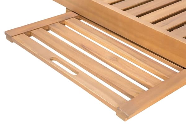 Aurinkotuoli vaalea 61 x 80 x 195 cm akaasia säädettävä säänkestävä