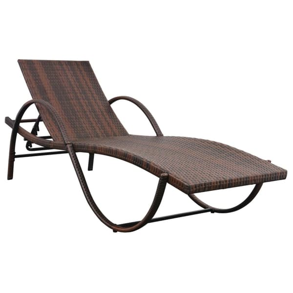 vidaXL liggestol med hynde & bord polyrattan brun