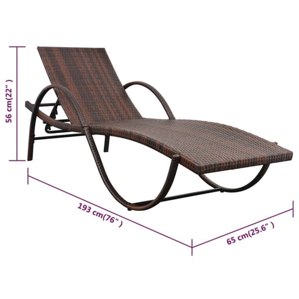 vidaXL liggestol med hynde & bord polyrattan brun