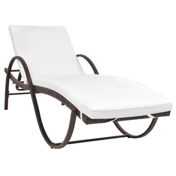 vidaXL liggestol med hynde & bord polyrattan brun
